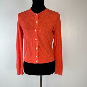 Gap Cardigan Women Medium Button Up Knit Long Sleeve Sweater Orange Work Core